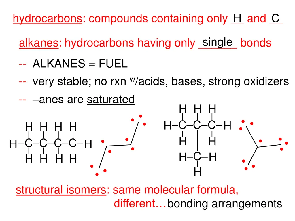 hydrocarbons compounds containing only and