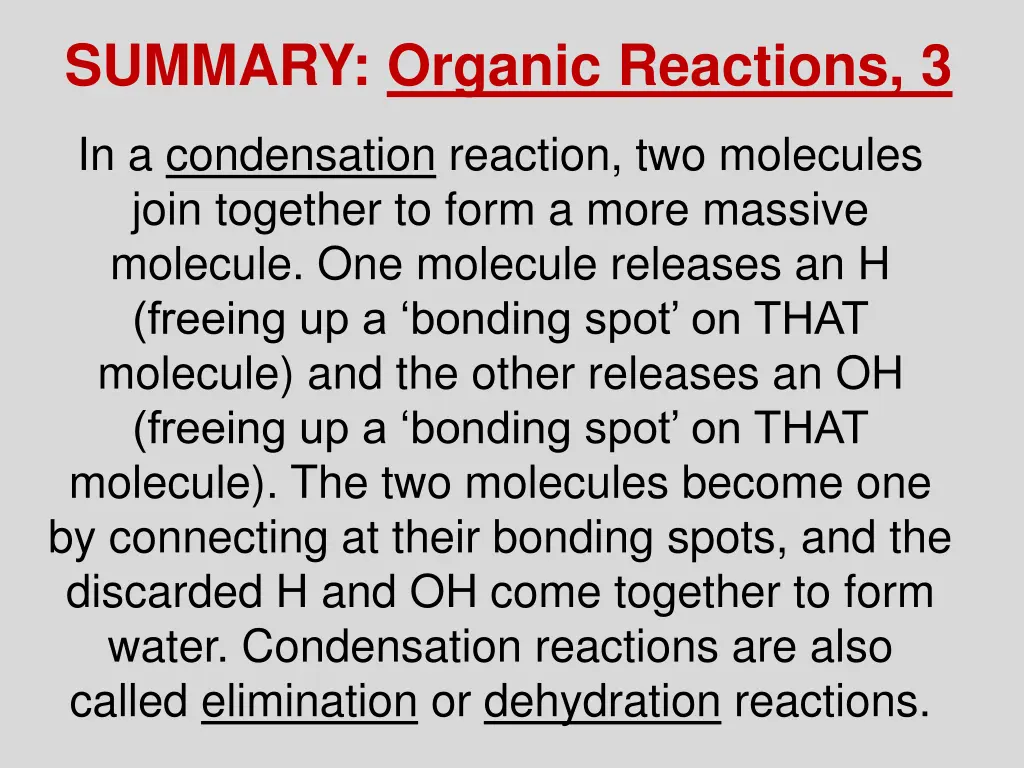 summary organic reactions 3