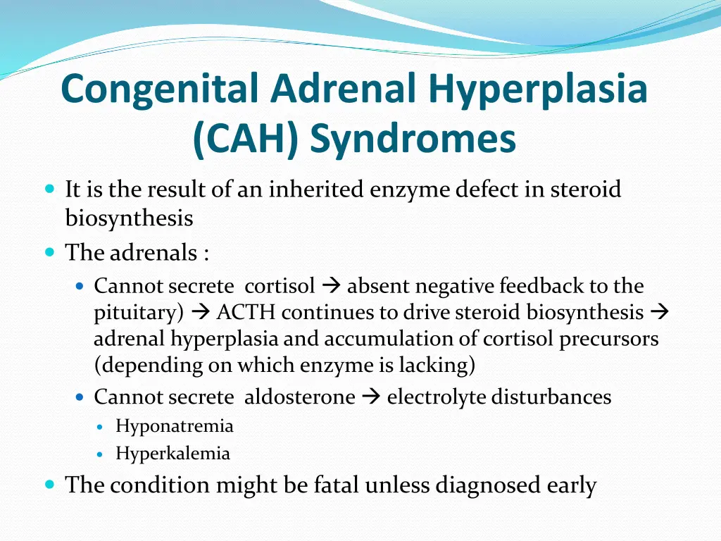 congenital adrenal hyperplasia cah syndromes