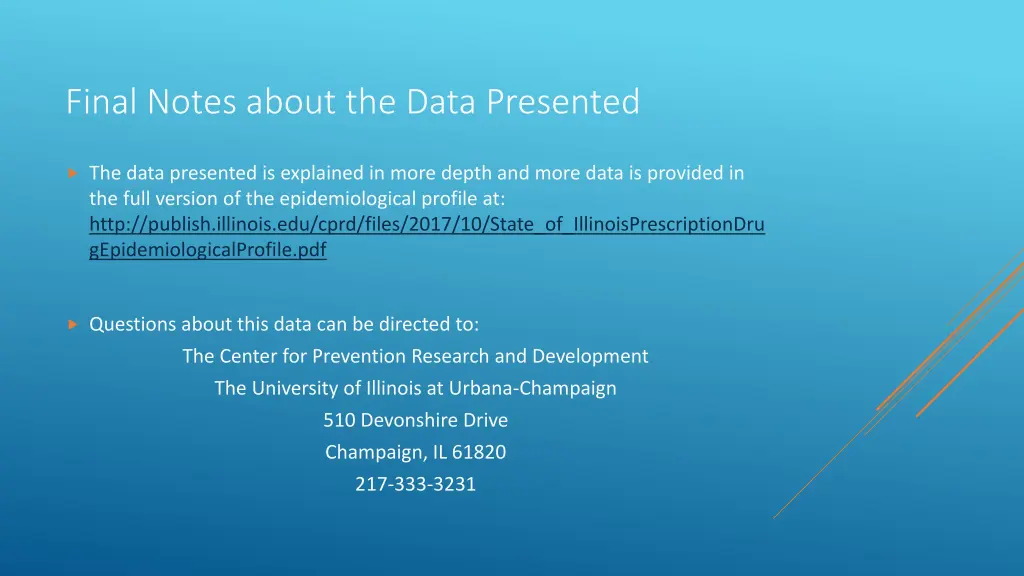 final notes about the data presented