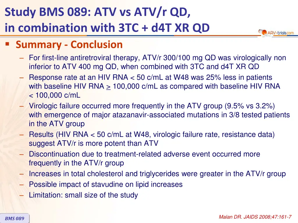study bms 089 atv vs atv r qd in combination with 5
