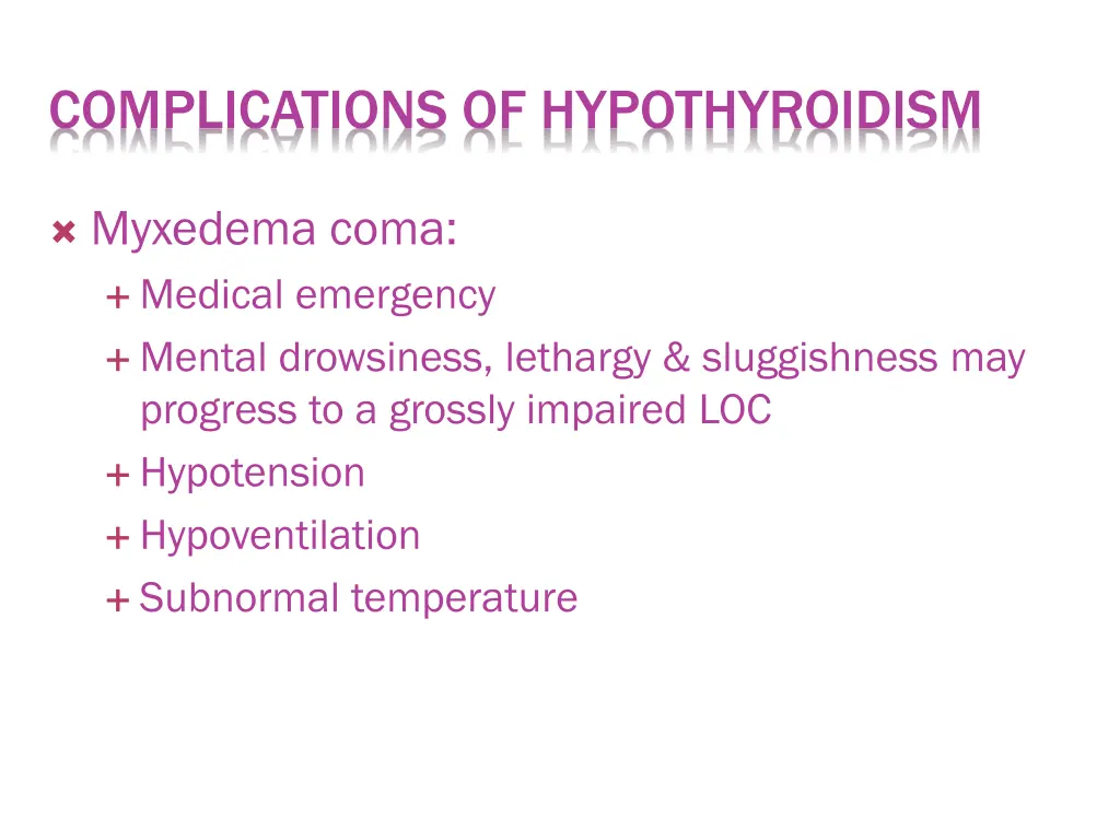 complications of hypothyroidism