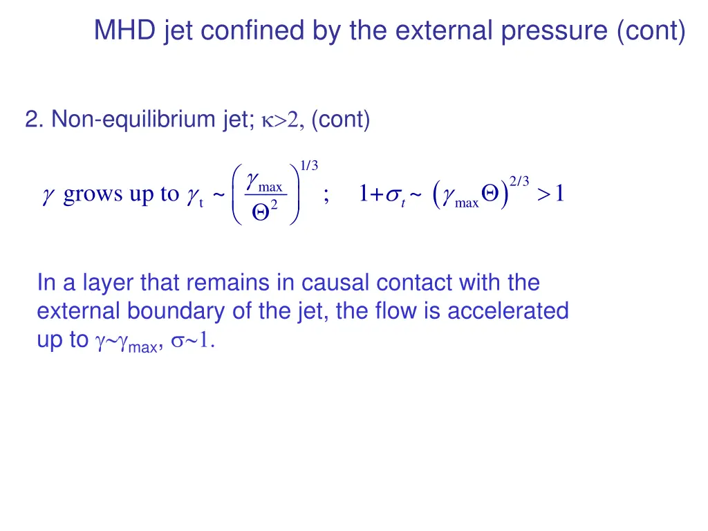 mhd jet confined by the external pressure cont 2