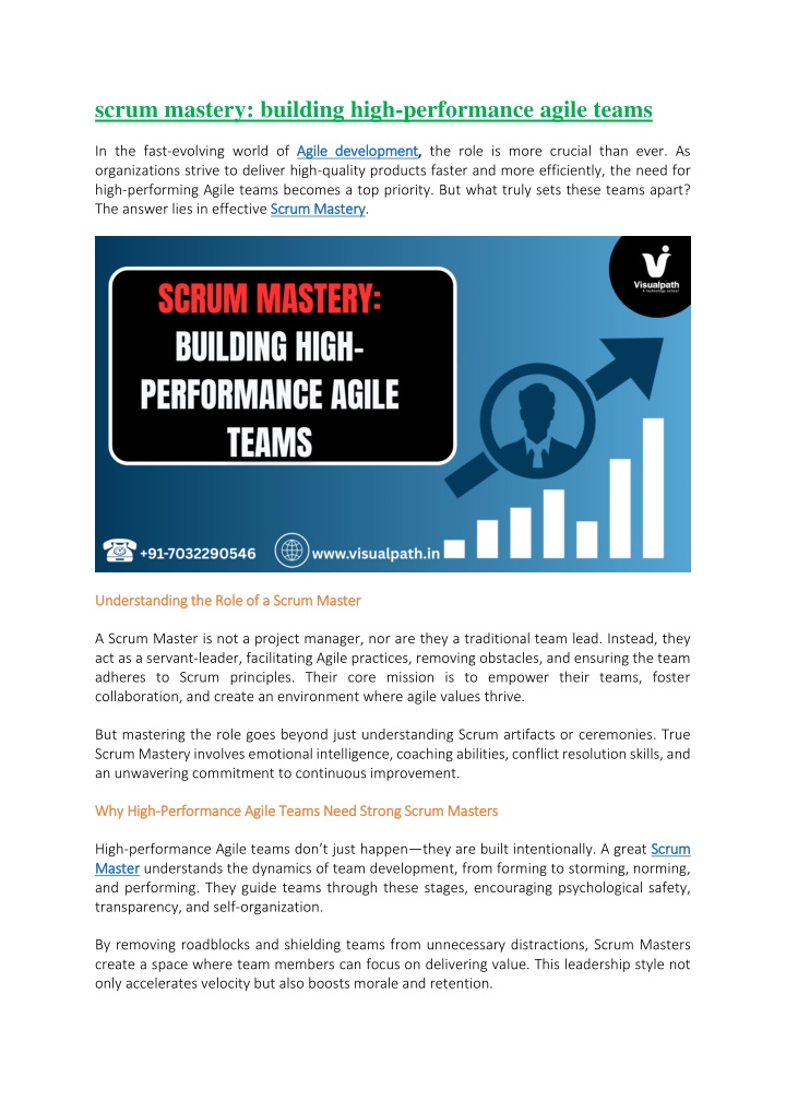 scrum mastery building high performance agile