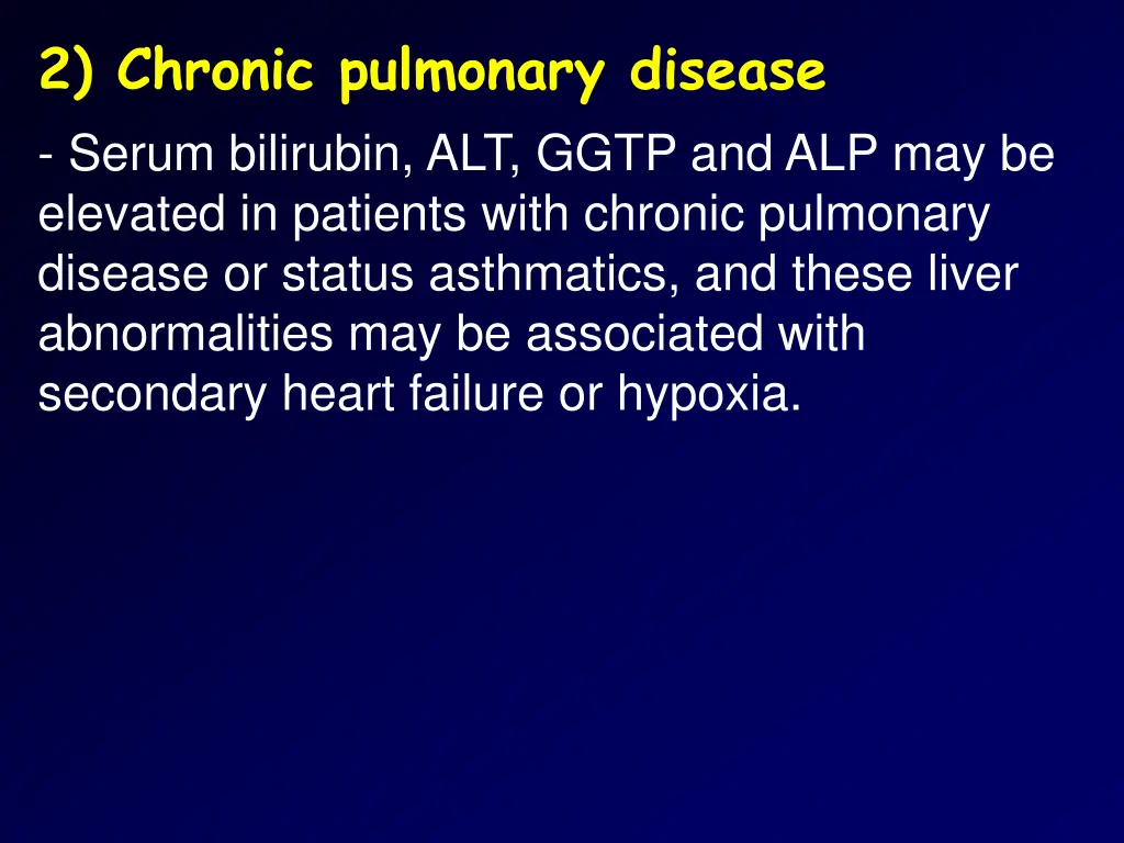 2 chronic pulmonary disease serum bilirubin