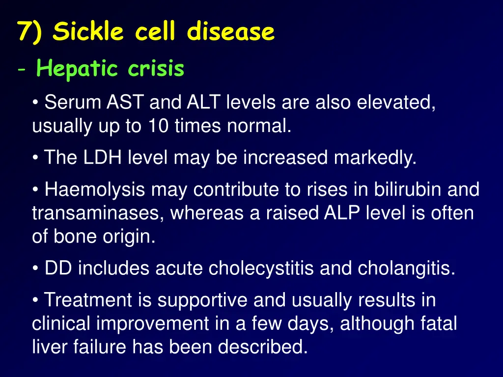 7 sickle cell disease hepatic crisis serum