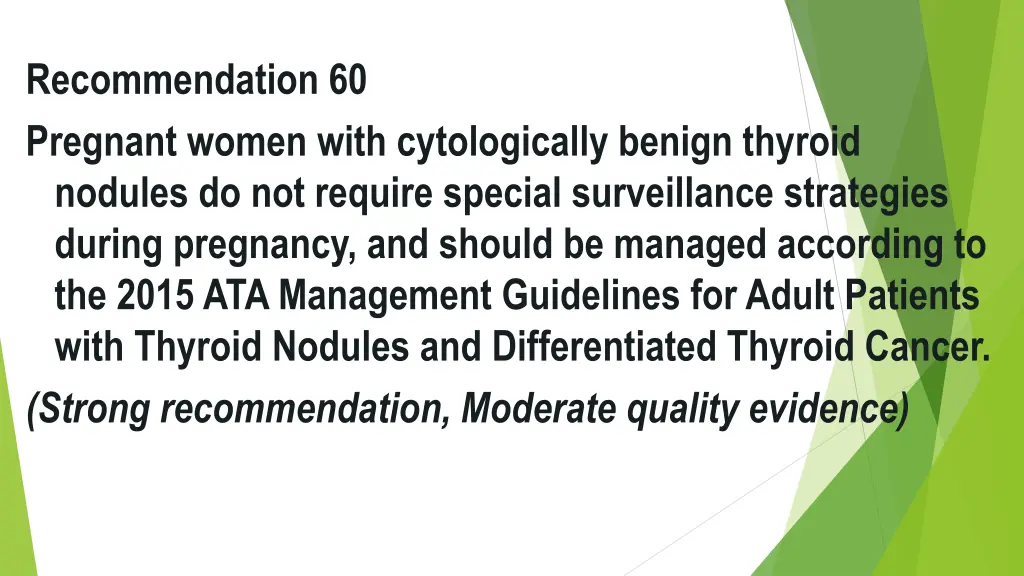 recommendation 60 pregnant women with