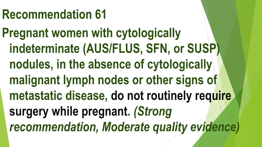 recommendation 61 pregnant women with