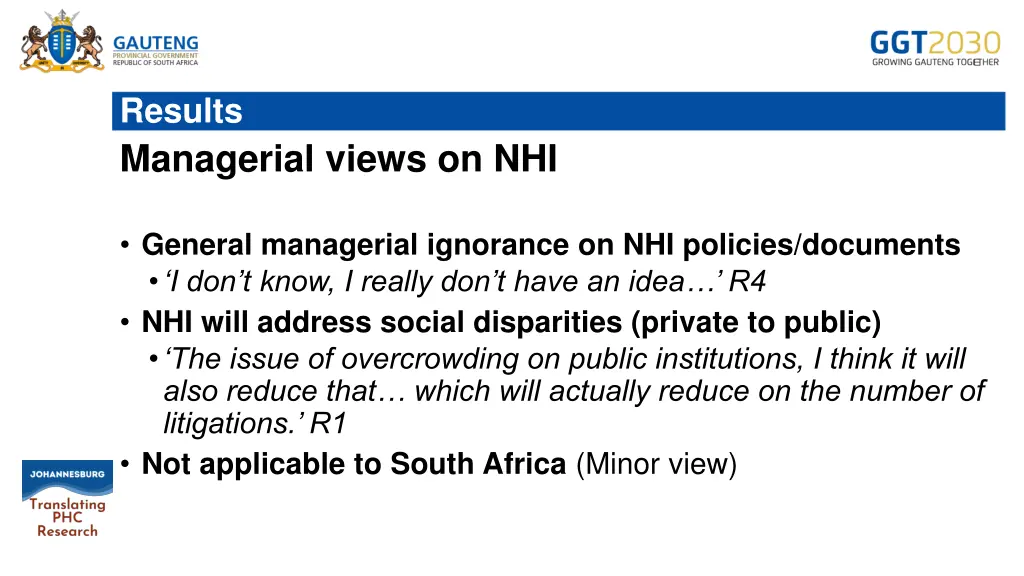 results managerial views on nhi
