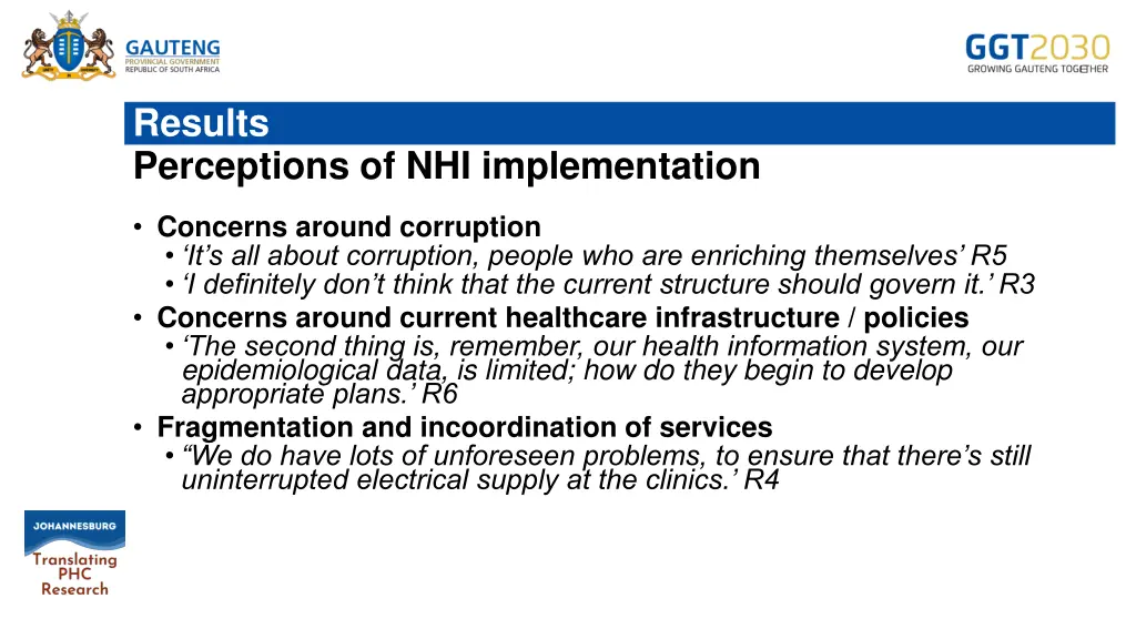 results perceptions of nhi implementation