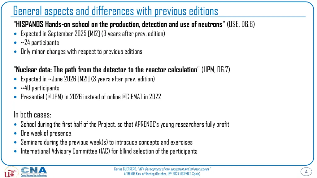 general aspects and differences with previous