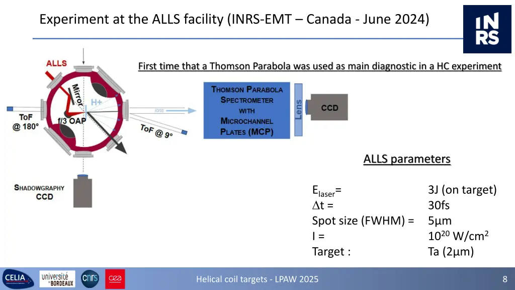 experiment at the alls facility inrs emt canada