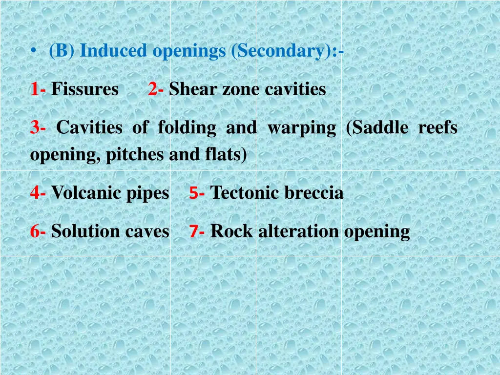 b induced openings secondary
