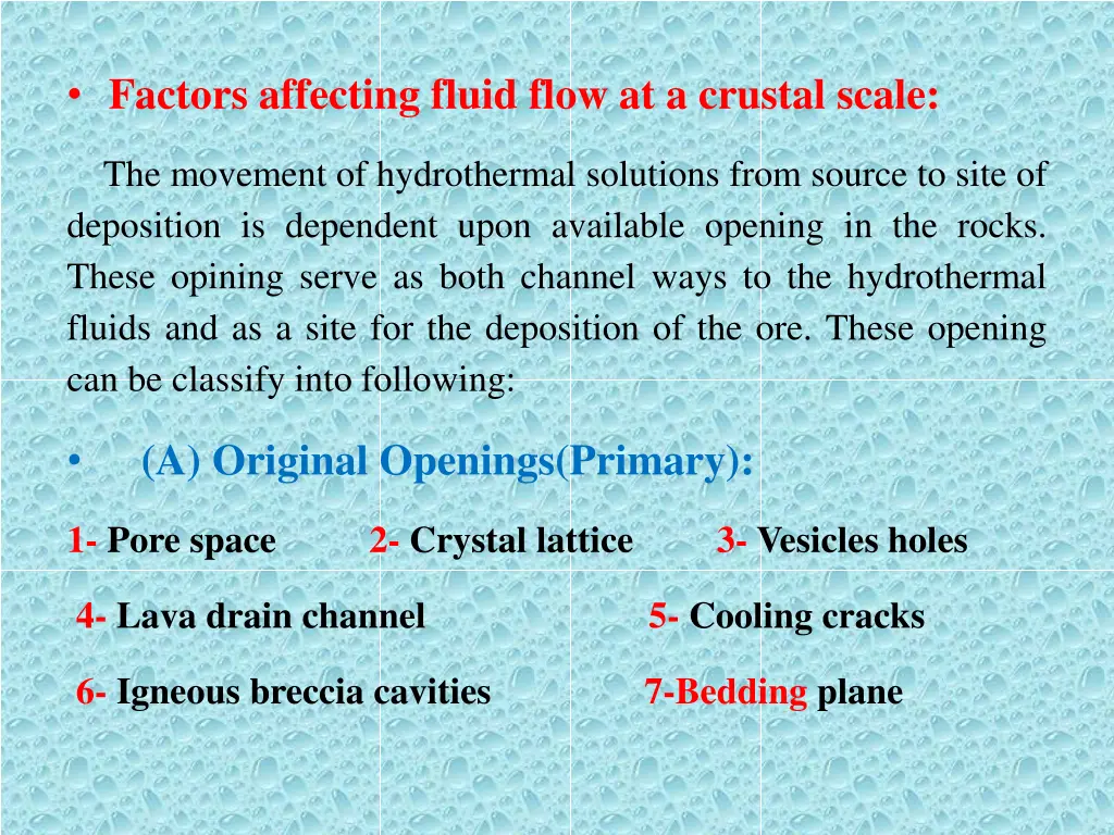 factors affecting fluid flow at a crustal scale