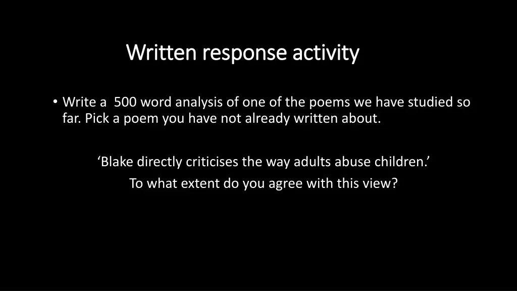 written response activity written response