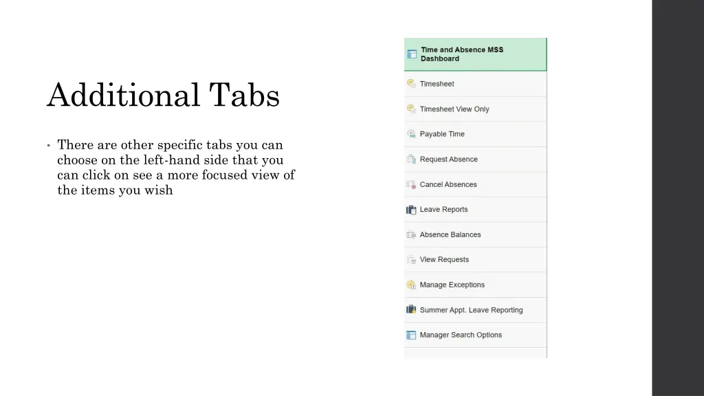 additional tabs