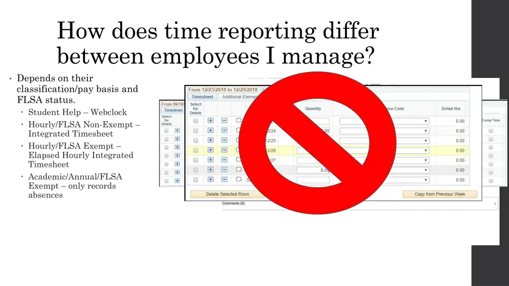 how does time reporting differ between employees