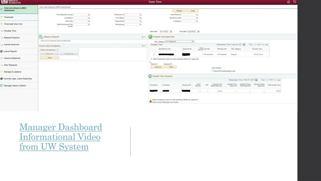 manager dashboard informational video from