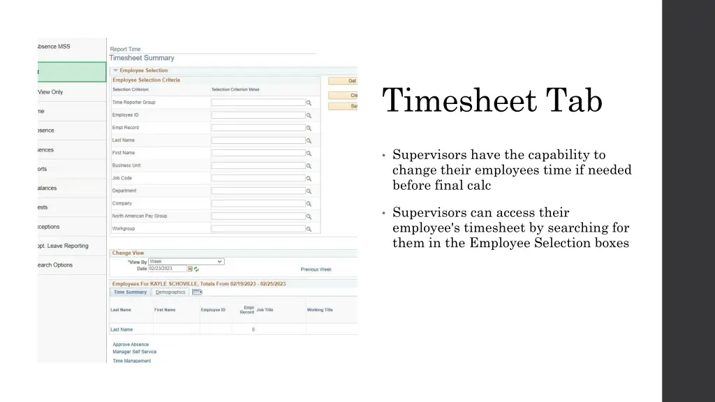 timesheet tab