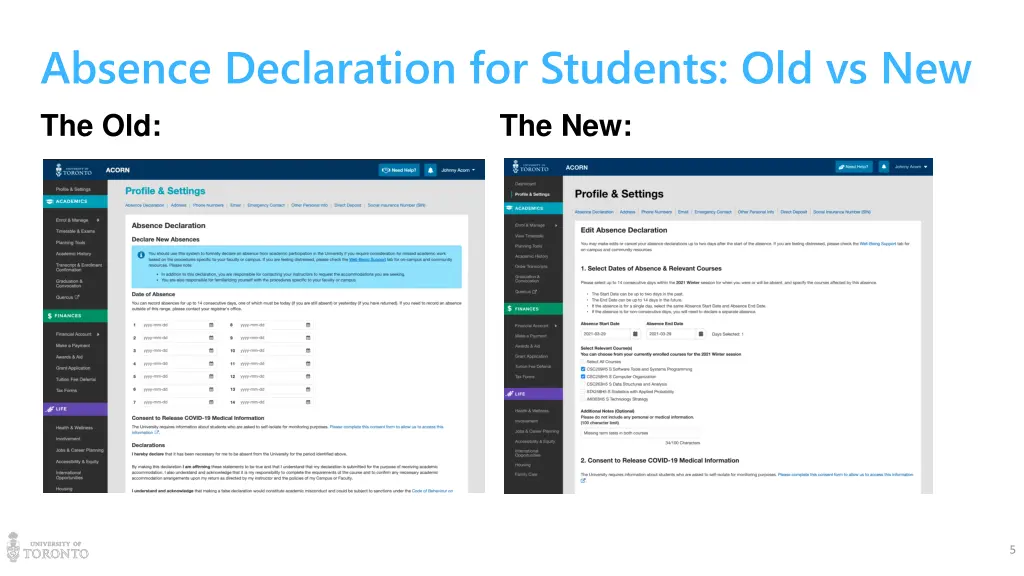 absence declaration for students old vs new