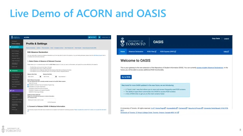 live demo of acorn and oasis