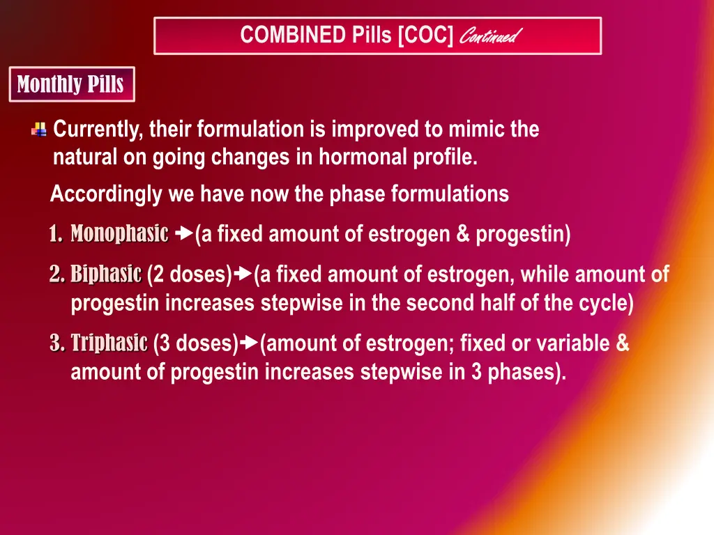 combined pills coc continued 1