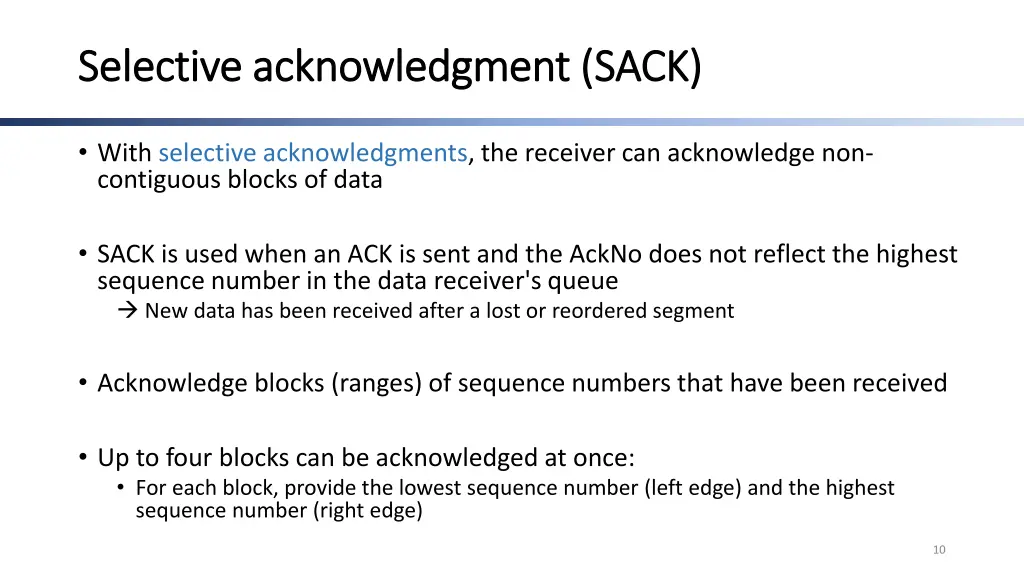 selective acknowledgment sack selective