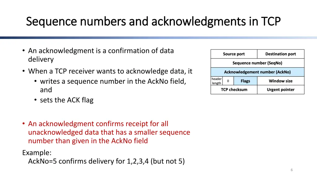 sequence numbers and acknowledgments 1