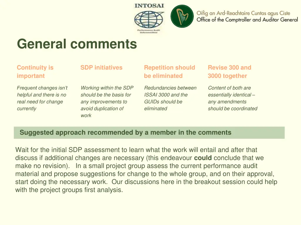 general comments