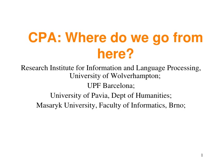 cpa where do we go from here research institute