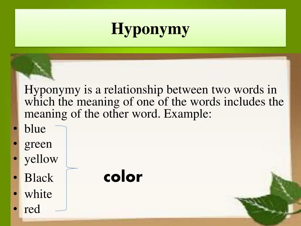 hyponymy