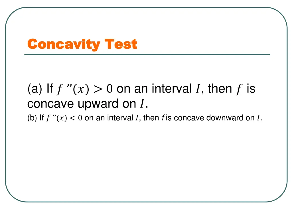 concavity test concavity test