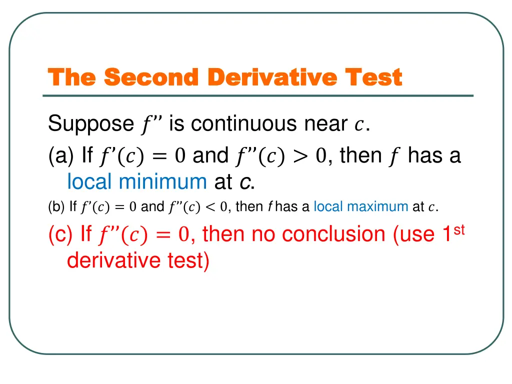the second derivative test the second derivative 5
