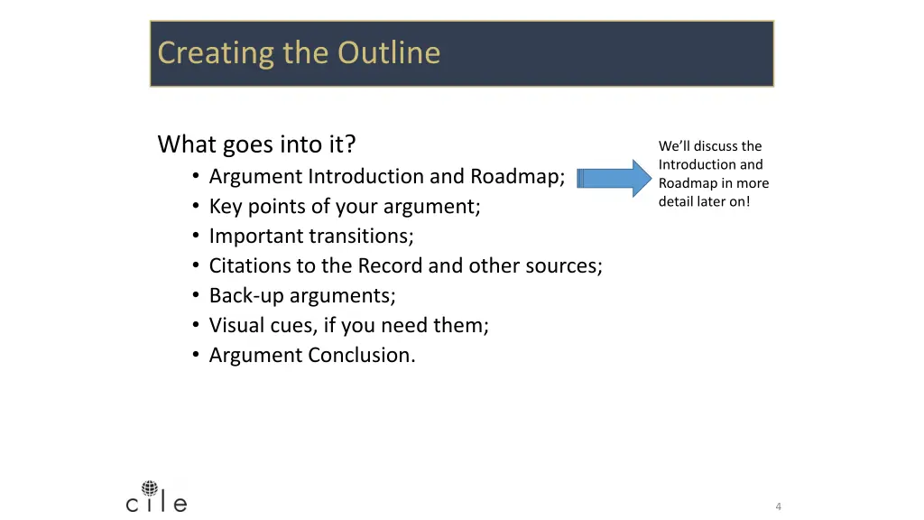 creating the outline