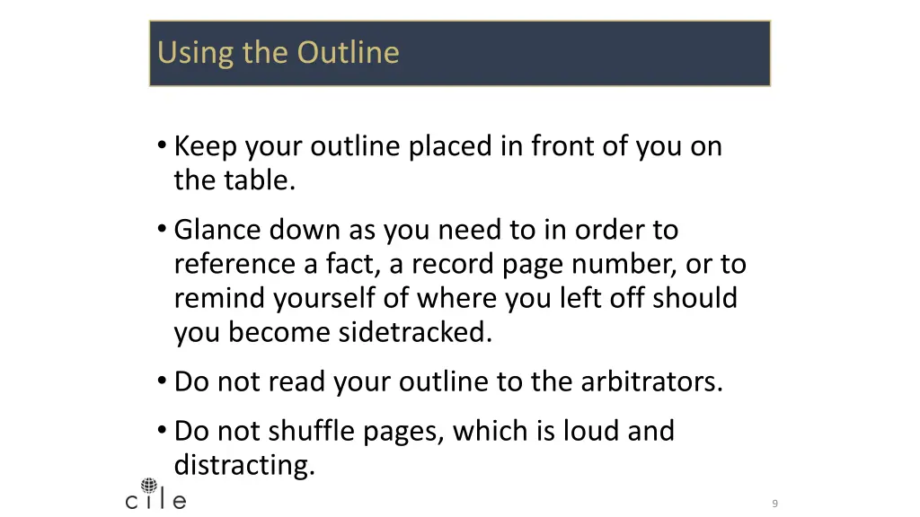 using the outline