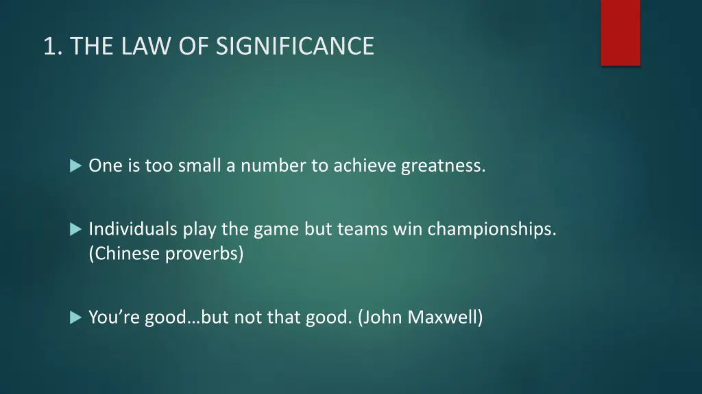1 the law of significance