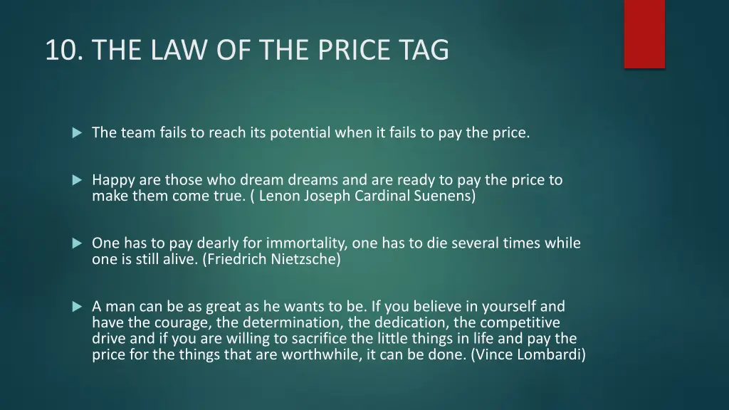 10 the law of the price tag