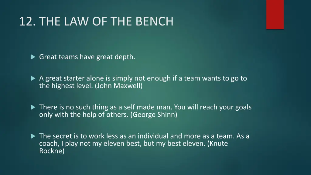 12 the law of the bench
