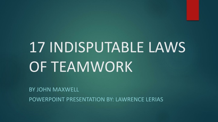 17 indisputable laws of teamwork