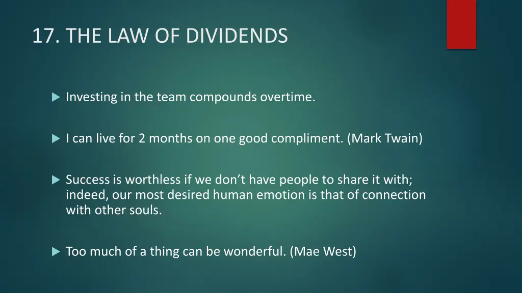 17 the law of dividends