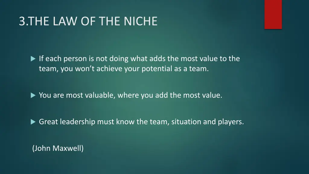 3 the law of the niche