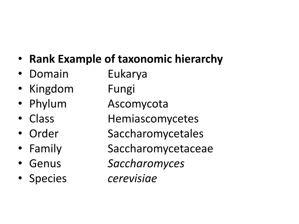 rank example of taxonomic hierarchy domain