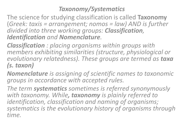 taxonomy systematics
