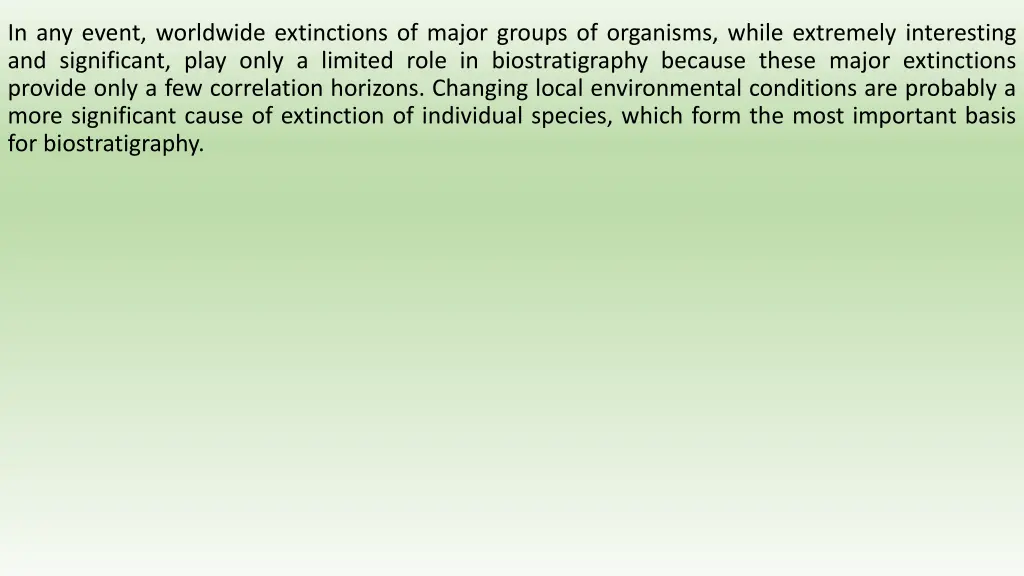 in any event worldwide extinctions of major