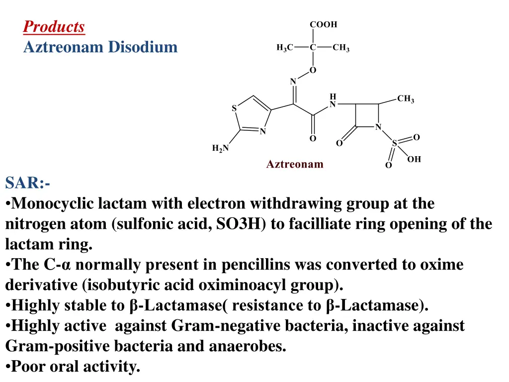 products aztreonam disodium