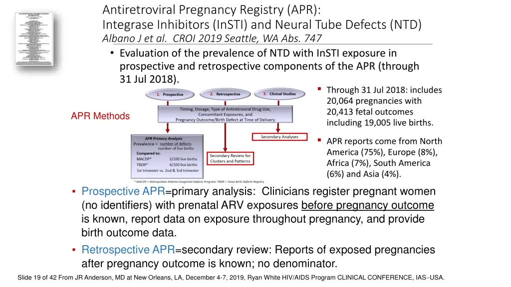 antiretroviral pregnancy registry apr integrase