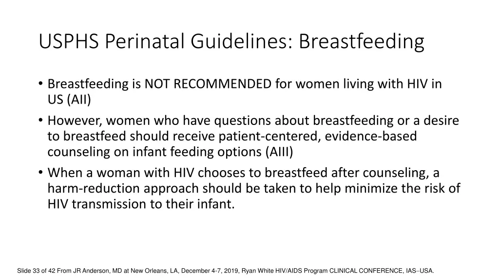 usphs perinatal guidelines breastfeeding