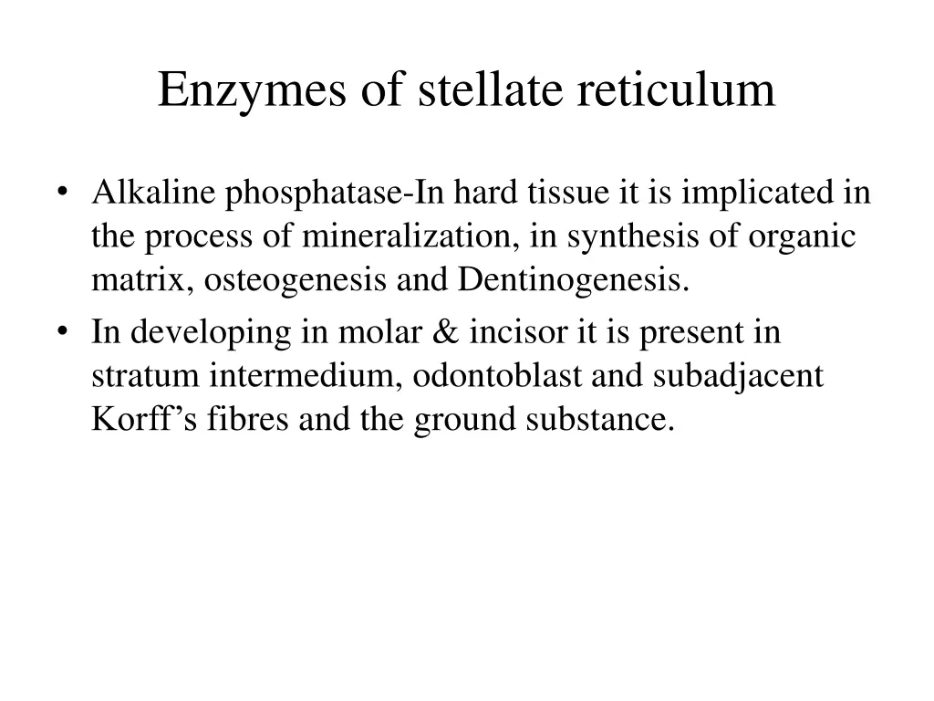 enzymes of stellate reticulum