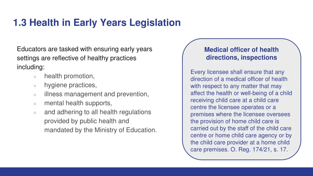 1 3 health in early years legislation