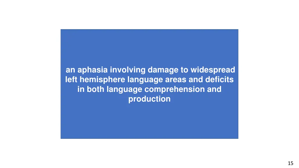 an aphasia involving damage to widespread left